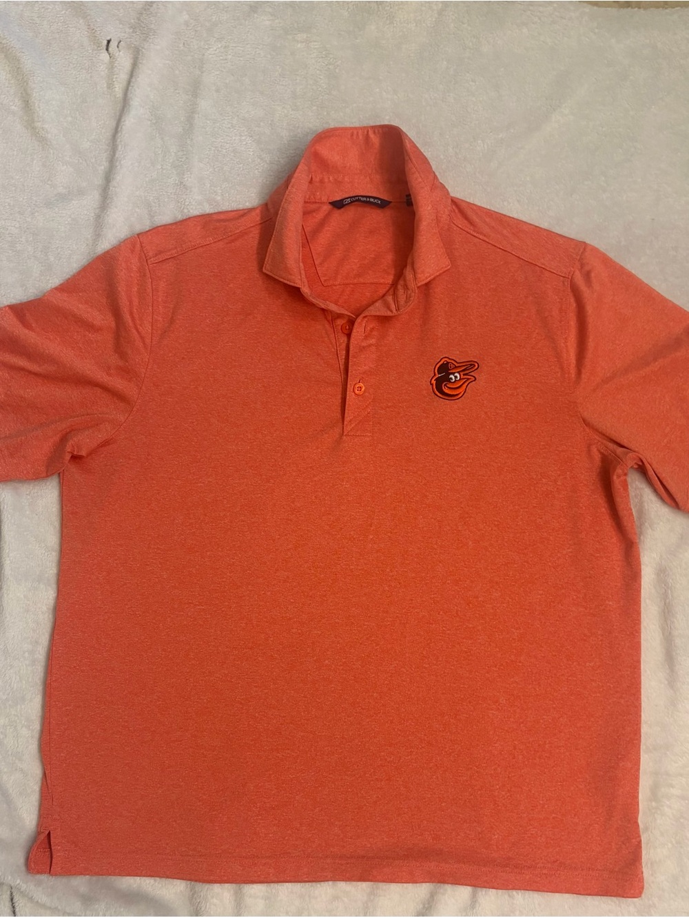 Cutter & Buck Men's Heather Orange Polo with Embroidered Orioles Logo